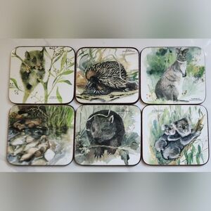 Australian Wildlife David Hopkins Illustrations Drink Coasters Cork‎ Back 6